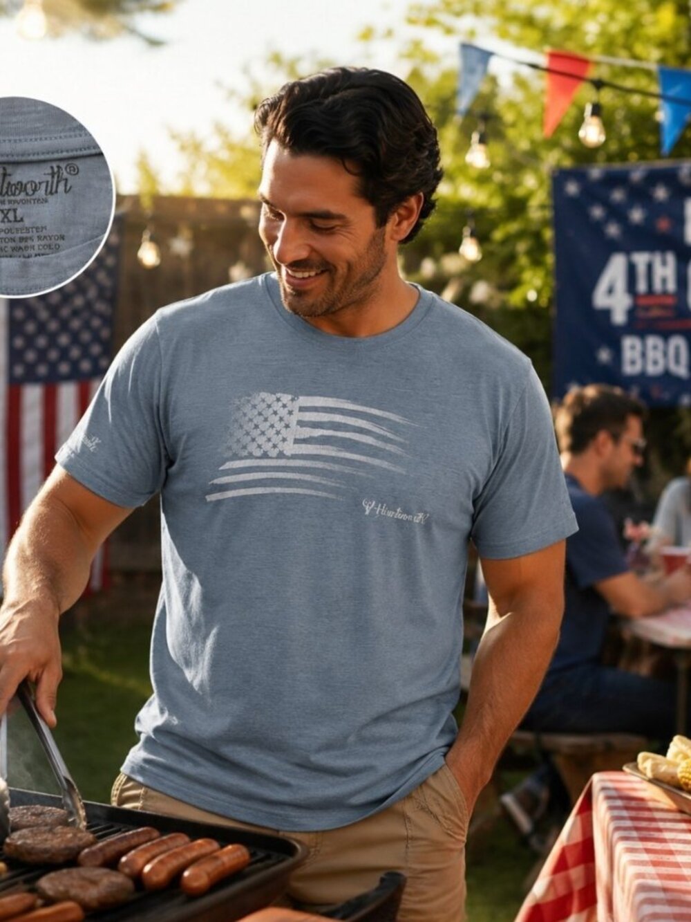 Huntworth Men's Americana Flag Tee XL